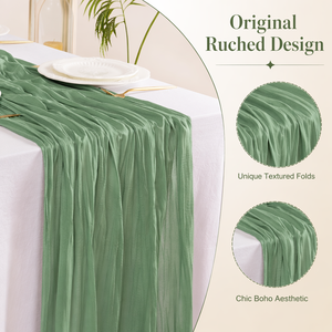 Fall Thanksgiving Cheesecloth Sage <strong>Green</strong> Boho Rustic Gauze Table <strong>Runner</strong> for Wedding Party Baby Shower Fall Decor - Product Image 3