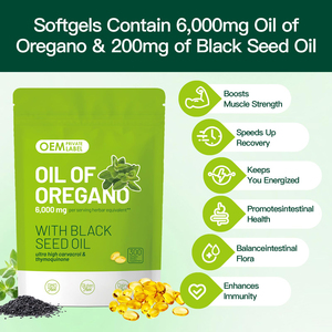 زيت OEM من كبسولات زيت Oregano Softgels العضوي مع ملحق زيت الحبة السوداء للمناعة والجهاز التنفسي والجهاز الهضمي - Product Image 3