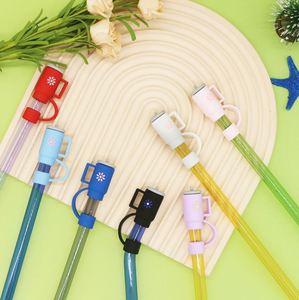 Tapones de silicona personalizados para pajitas, accesorios bonitos compatibles con vasos, cubierta para asa y pajita, se ajustan a la taza - Product Image 5