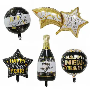 Heiße benutzer definierte Form Frohes Neues Jahr Helium Party Dekoration Champagner folie Ballon