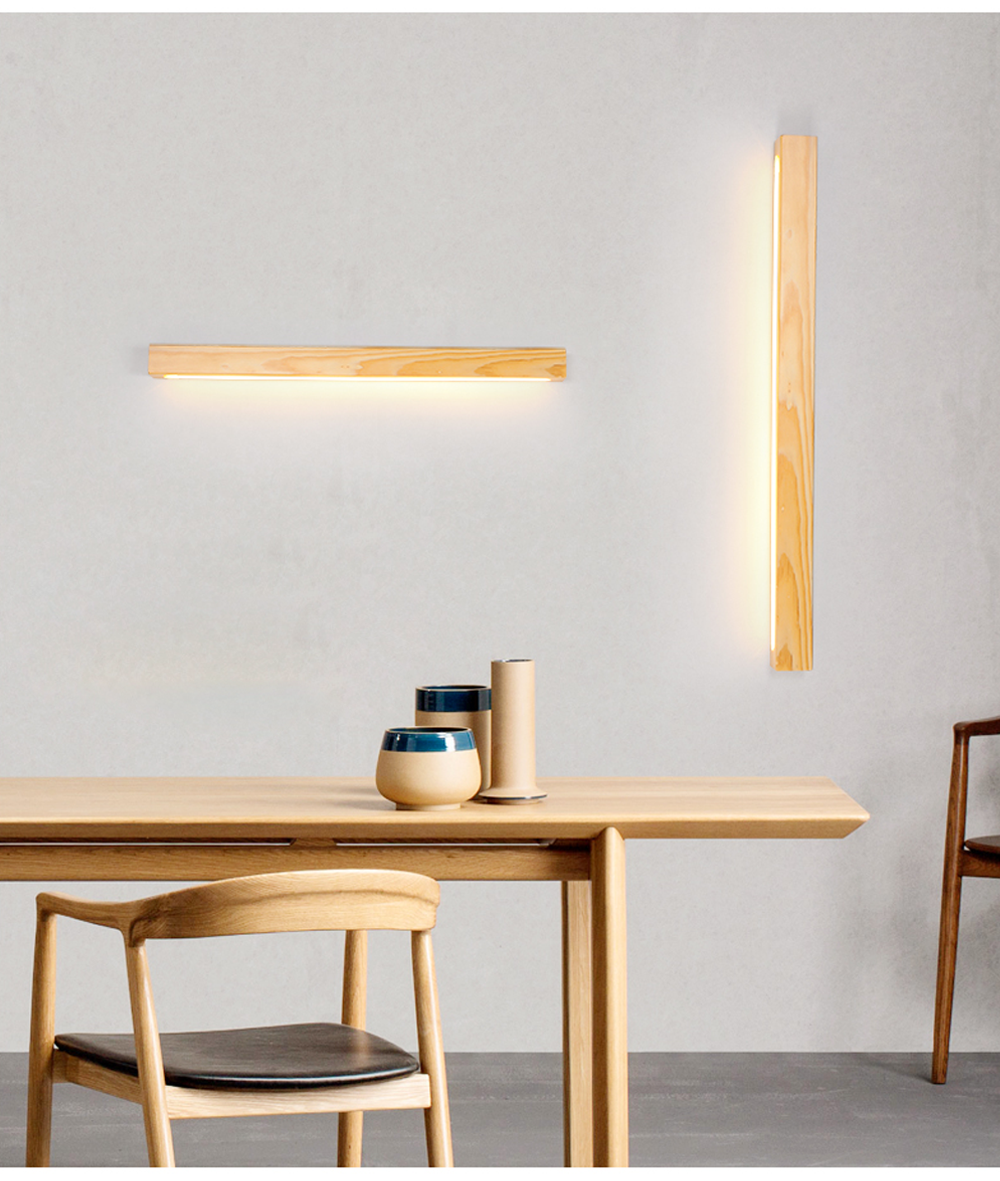 Energy-saving Simple Wall Lamp Wooden Straight Line Wall Lamp Creative Personality Corridor Hotel Restaurant Wall Lamp