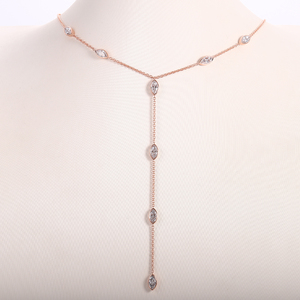 18 קארט רוז זהב אופנה שרשראות מרקיזה vs מעבדה vvvvvs שרשרת יהלומים שרשרת תליון משובצת יהלומים שרשרת קסם - Product Image 3