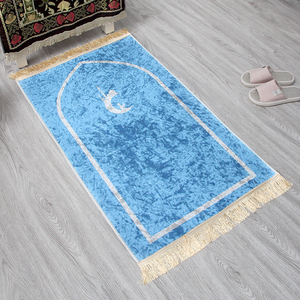 Tapis de prière musulman moderne pour hommes, femmes et enfants, tapis en velours épais et rembourré, lavable, portable, pour la maison, la mosquée et les voyages - Product Image 1