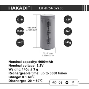 Cellule de batterie Selian 32700 Lifepo4 3.2v 6000mah Bateria haute capacité 3C-5C 3000 + cycles Cellules Lifepo4 pour batterie Lfp 32700 - Product Image 2