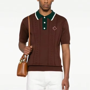 เสื้อโปโลผู้ชายเสื้อถักคอตตอนแขนสั้นหรูหราทันสมัย - Product Image 1