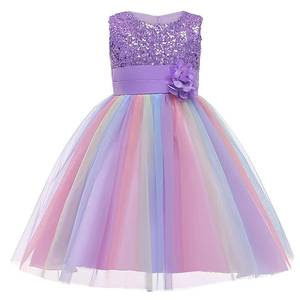 Robe de bal colorée sans manches en tulle arc-en-ciel à sequins pour fille, idéale pour mariage, demoiselle d'honneur, anniversaire ou concours de beauté - Product Image 4