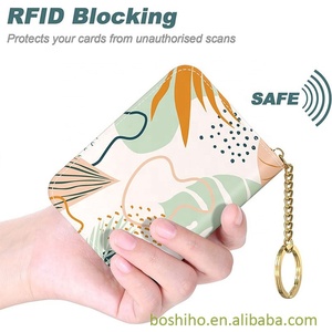 Custom <b>RFID</b> <b>Blocking</b> Leather Minimalist Front Pocket Women's <b>Wallet</b> with Zipper Coin Purse Credit Card Holder - Product Image 5