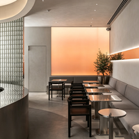 Comptoir de bar à café semi-circulaire en acier inoxydable personnalisé, pour boissons chaudes et froides, dispositif fixe pour café en intérieur