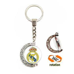 Al por mayor Llavero de aleación con cabujón de cristal de doble cara de la Liga de Campeones del Club de Fútbol Europeo, diseño de luna, colgante para bolso - Product Image 3