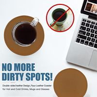Sous-verre en cuir PU de qualité supérieure avec logo personnalisé, imperméable, résistant aux hautes températures jusqu'à 100 degrés, pour hôtel, restaurant, table