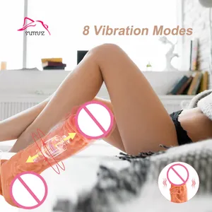 8 Frequenzen Stretching Liquid Silicone Fernbedienung Heizung Schub dildos für Frauen Riesiger realistischer Big Vibrator Dildo