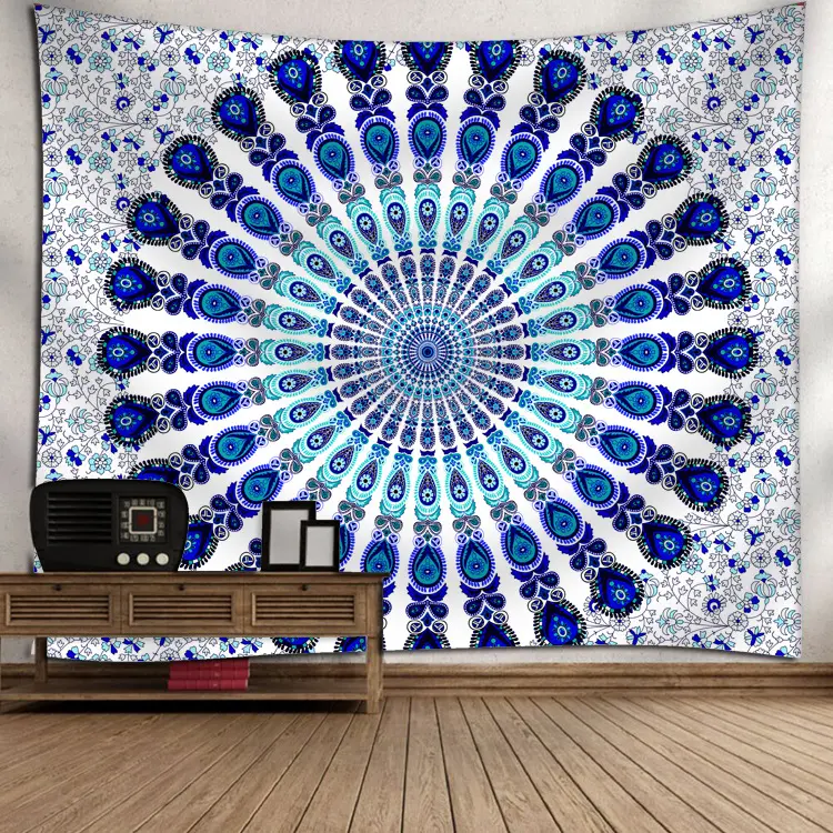 Benutzer definierte Polyester Digital gedruckte indische Mandala Wandbehang Wandteppich