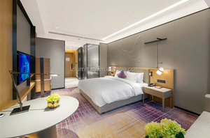 Modern Hotel Twin Bed Customize <b>Cheap</b> MDF Wood Panel Bed <b>Frame</b> with Bedding Set for 3-Star Hotel & Apartment Bedroom Projects - Product Image 5