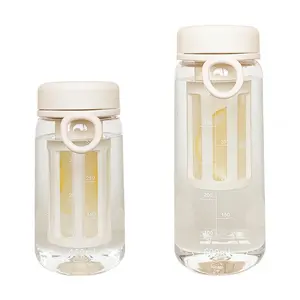 زجاجة مياه بلاستيكية محمولة بسيطة الشكل للمكتب زجاجة صيفية شفافة للأنشطة الخارجية مع ناقع شاي