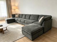 Canapé modulaire sectionnel personnalisable au design minimaliste, en tissu bouclé durable, pour salon, options gratuites