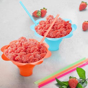 Copas de cono de nieve Afeitado Flor de hielo Taza de plástico PET Helado Tazas de flores Copo de nieve Batido Salteado Postre agrio Tazón para llevar - Product Image 4