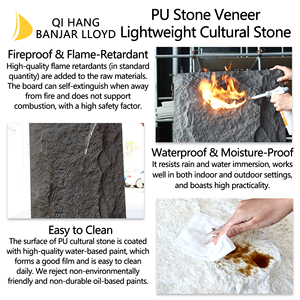 แผ่นผนังวีเนียร์โพลียูรีเทนลายหิน PU คุณภาพสูง สำหรับใช้ในครัวเรือน ตกแต่งภายในอาคารสไตล์โมเดิร์น ทนไฟ - Product Image 4