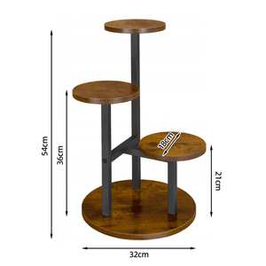 3단 목재 및 금속 화분 스탠드, 소박한 스타일의 바닥형 화분 받침대 (실내, 가정, 발코니용) - Product Image 5