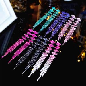 Pendientes Largos de Borla Brillantes de Lujo de Alta Gama para Mujer, Estilo Coreano, Pendientes de Aleación con Pedrería, Pendientes de Mariposa Dulces para Taobao - Product Image 5