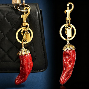 Chili Pepper Shape Zinc Alloy Keychain Carabiner Fashion Trend Souvenir <b>Bag</b> <b>Charm</b> for Women and Men - Product Image 2