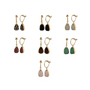 Boucles d'oreilles pendantes en pierre naturelle plaquées or 18 carats, forme goutte d'eau en argent 925, style bohème, bijoux pour femmes à porter au quotidien - Product Image 1
