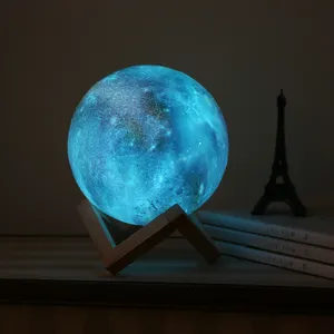 促销装饰3D印花星星天空支架16色可充电LED夜灯地球仪造型苗圃装饰夜灯