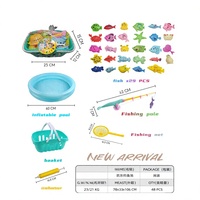 Set Mainan Kolam Ikan Tiup QS Happy Fishing Pond dengan Jaring Pancing dan Keranjang untuk Anak-anak
