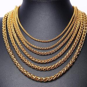 Olivia 5 millimetri intrecciato collane a catena per gli uomini d'oro in acciaio inox lunga spiga di grano catene a maglia collana italiano catena <span class=keywords><strong>accessori</strong></span> - Product Image 3