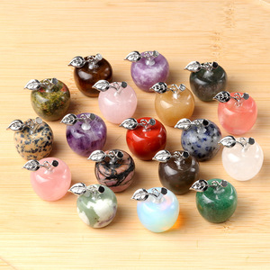Pendentif Pomme Sculpté en Cristal Poli (Améthyste, <span class=keywords><strong>Quartz</strong></span> Rose) pour Décoration – Prix Usine – Énergie et Guérison Spirituelle - Product Image 2
