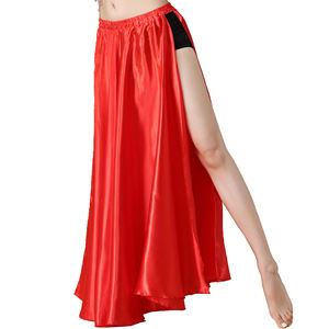 Falda de Panel de Satén Danza del Vientre Tribal Abertura Lateral Traje Jupe Flamenco Falda Mujer - Product Image 6
