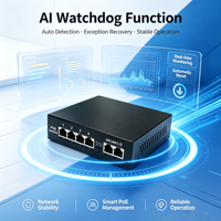 Switch PoE de 4 puertos 10/100Mbps con 2 puertos de enlace ascendente, compatible con AI Watchdog, estable para cámaras IP y AP de red 1024PS