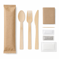 Ensemble de couverts en bambou durable, jetables, écologiques, cuillère, fourchette, couteau, avec emballage en papier personnalisé