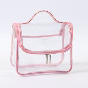 PVC <b>Transparent</b> Female <b>Makeup</b> <b>Bag</b> Wholesale Ins Wind Zipper Closure Soft Handle Foldable Cartoon Pattern Waterproof Travel <b>Bag</b> - Product Image 1