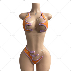 Giới tinh hoa sẵn sàng để tàu Chất lượng cao Kim Cương kỳ lạ dancewear vũ nữ Thoát y trang phục kỳ lạ dancewear bodysuit bikini đồ lót trang phục - Product Image 6