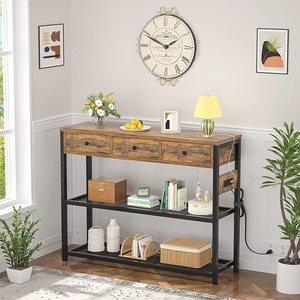 Mesa Consola Moderna de 47'' para Entrada con Tomas de Corriente, Puertos USB y 3 Cajones - Muebles para Sala de Estar - Product Image 2