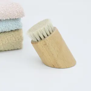Facial Deep Cleansing Bamboo Wash Brush With Wood Handle Bristal Massage And Paddle Cushioned Face Care Tool