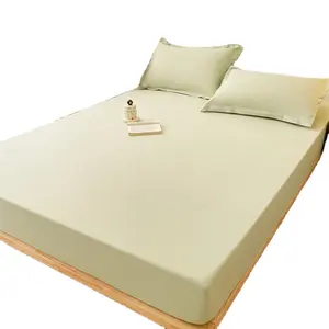 3 PCS Made from Soft Peach Skin Polyester Bed Sheets Machine Home Fitted Sheet with Tup Waterproof Layer