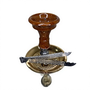 Chicha artisanale authentique Khalil Maamoon Frosted Modern - Narguilé complet en laiton massif, modèle Star Small 21 pouces (53,34 cm) - Product Image 6