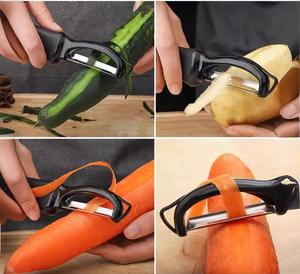 مقشرة خضروات دوارة مع مقشرة فواكه حادة بمقبض مريح للمطبخ - Product Image 6