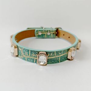 Collar <span class=keywords><strong>de</strong></span> Diseño para Mascotas con Cristales Brillantes y Textura <span class=keywords><strong>de</strong></span> Cocodrilo - Accesorio Personalizable <span class=keywords><strong>de</strong></span> Cuero Suave para Pasear Perros - Product Image 6