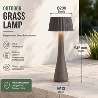 Lampu Rumput Kerucut Bergaris Luar Ruangan dengan Alas Stabil, Finishing Matte, Mudah Dipindahkan, IP65 AC85-265V 12W 6000K Aluminium + PC Lampu LED Taman