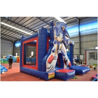 Structure gonflable combinée à thème Sonic populaire, château gonflable avec toboggan pour enfants, idéal pour les entreprises de location