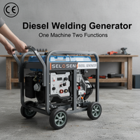 SELOSEN 6KW 5000W 5.5KW Petite machine à souder au diesel 300A 5KW Démarrage électrique Moteur 195F 530CC Générateur de soudage AVR