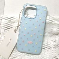 Coque de téléphone en TPU souple transparente antichoc avec motif de dessin animé coloré à pois en relief 3D pour iPhone Ins