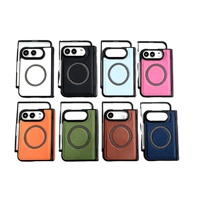 Étui de téléphone portable de luxe en cuir PU antichoc avec anneau magnétique pour iPhone Duo 18 Ultra Fold Cover avec lien à ressort