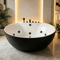Baignoire ronde autoportante pour extérieur avec fonction de massage et bain à remous