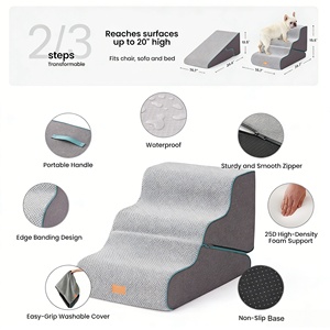 Escaleras para Mascotas de Lujo, Modernas, Ecológicas, Duraderas, Fáciles de Limpiar, 2 en 1, Escaleras Transformables de Tres Peldaños, Rampa Antideslizante - Product Image 4