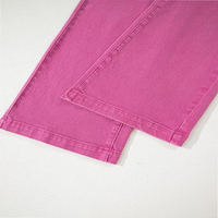 Jeans pour femmes, sur mesure, taille haute, rose, coupe large, en denim, fabrication OEM ODM, couleur et coupe personnalisées
