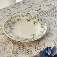 3Pcs Piring Keramik Motif Bunga Vintage, Piring Pasta Porselen Beraneka Ragam untuk Makan & Dekorasi Meja