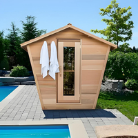 Sauna Exterior de Alta Calidad para 6 Personas, Madera Sólida de Hemlock, Diseño Moderno, Función de Vapor Húmedo, Panel de Control Computarizado, Ventanas de Techo